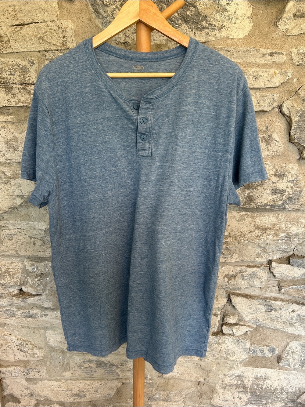 Old Navy Heathered Blue Short-Sleeve Henley